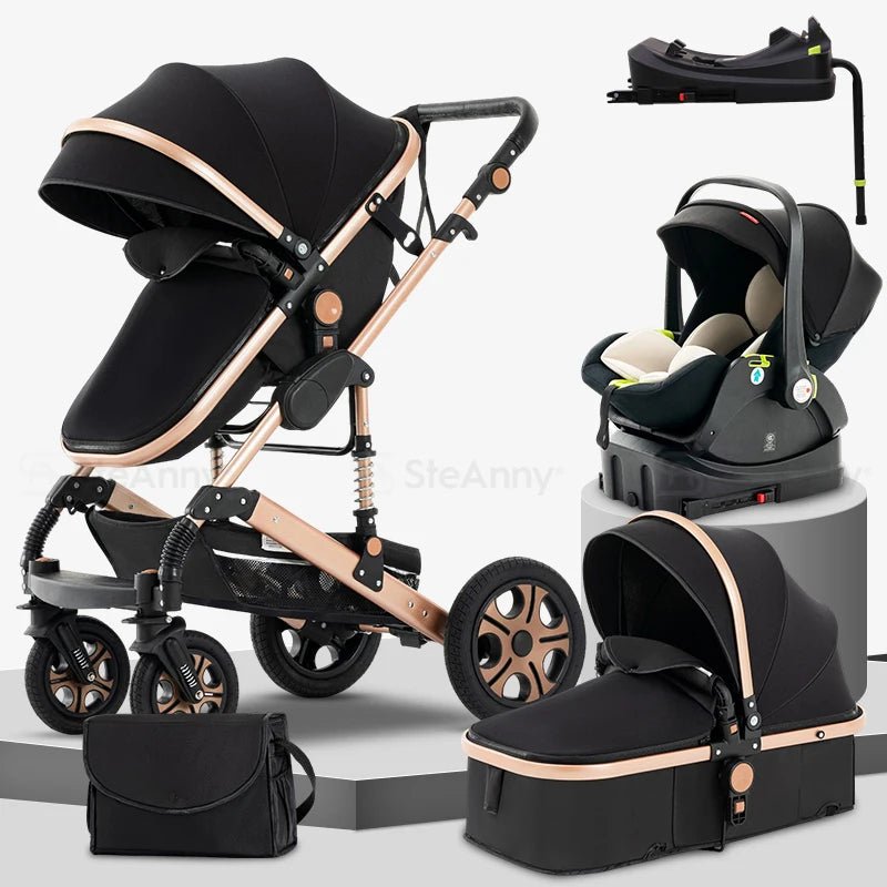 3-in-1 Baby Stroller Combo Car Seat,Travel System for Infant Baby Carriage with Isofix Base,Foldable Reversible Stroller Upto 55lbs - Nidoozi