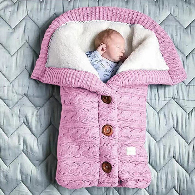 Baby Button Knitted Stroller Sleeping Bag - Nidoozi