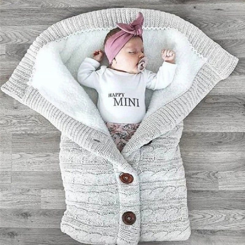 Baby Button Knitted Stroller Sleeping Bag - Nidoozi