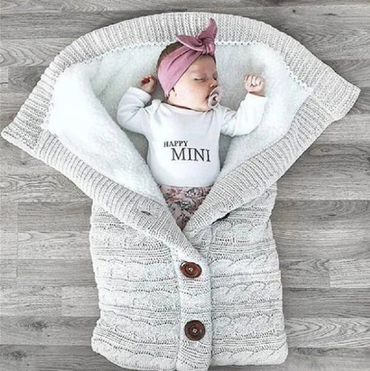 Baby Button Knitted Stroller Sleeping Bag - Nidoozi