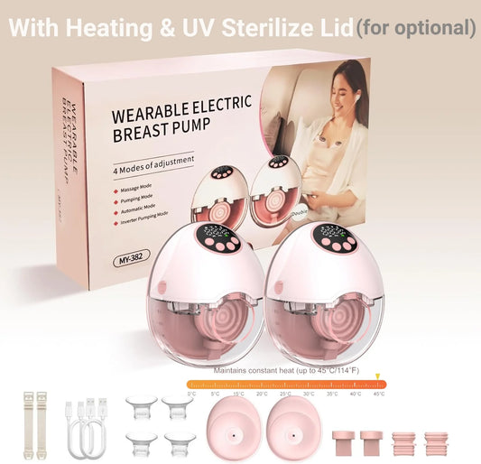 Breast Pump Electric Handsfree BPA Free With Heating & UV Sterilize Lid Optional Wireless Upgrade Wearable Breastfeeding Pump - Nidoozi